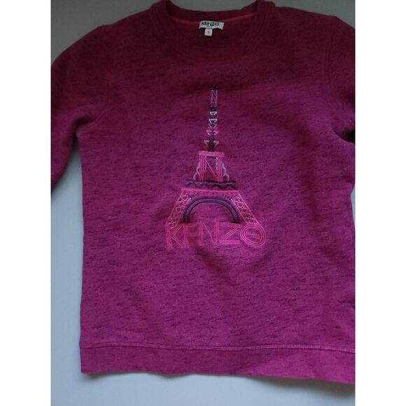 Kenzo Paris Embroidered Eiffel Tower Sweatshirt Size S Purple Pink - Picture 7 of 9